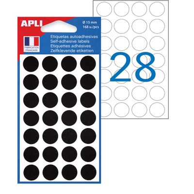 3034155324213-Apli Agipa - 168 Pastilles adhésives - noir - diamètre 15 mm - réf 111847--0