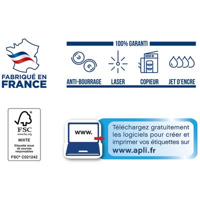 3270241189902-Apli Agipa - 6500 Étiquettes adhésives blanches multi-usages - 38 x 21,2 mm - coins droits - réf 118--1