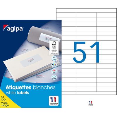 3270241189933-Apli Agipa - 5100 Étiquettes adhésives blanches multi-usages - 70 x 16,9 mm - coins droits - réf 118--0