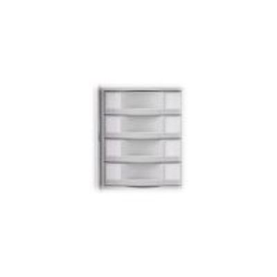 3219099811603-Module 4 tiroirs pour armoire à rideaux - hauteur 100 mm - gris-Avant-1
