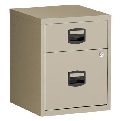 0000012120086-Caisson mobile métallique monobloc - H52 x L41 x P40 cm - 2 tiroirs - beige--0
