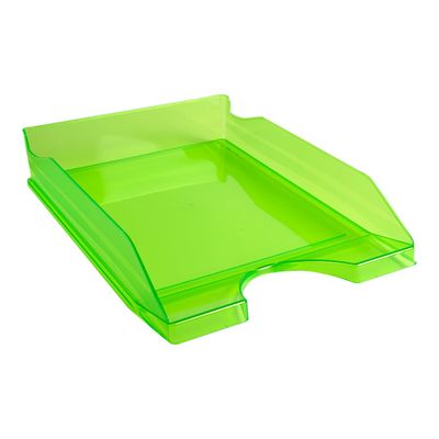 2012349308547-Exacompta Ecotray - Corbeille à courrier vert pomme translucide-Angle gauche-1