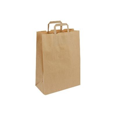 2130558104092-50 Sacs cadeau kraft - poignées plates - 32 cm x 17 cm x 45 cm - brun-Angle gauche-0