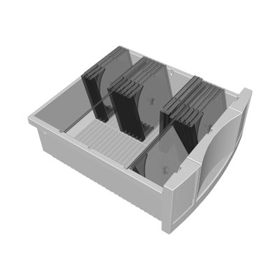 3219099811603-Module 4 tiroirs pour armoire à rideaux - hauteur 100 mm - gris-Angle gauche-2
