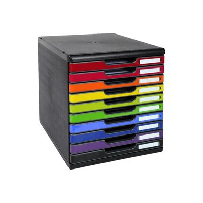 9002493424227-Exacompta Modulo - Module de classement 10 tiroirs - noir/arlequin brillant-Angle gauche-0