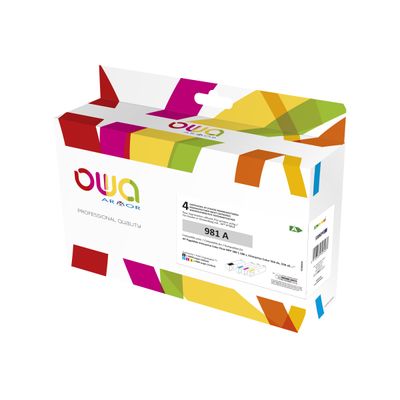 3112539727437-Cartouche compatible HP 981A - pack de 4 - noir, cyan, magenta, jaune - Owa K10483OW -Angle droit-0