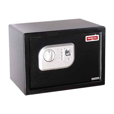 3700092258002-Reskal SFP - Coffre-fort 16L - à empreinte digitale ou code - acier noir-Angle gauche-0