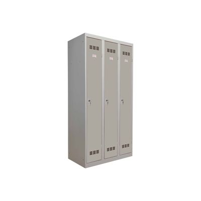 3219093104343-Vestiaire Industrie Propre - 3 portes - 180 x 90 x 50 cm - gris/gris-Angle gauche-0