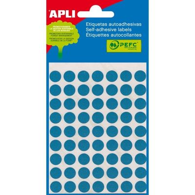 8410782020523-APLI PAPER - Adhésif permanent - bleu - diamètre 10 mm 315 étiquette(s) (5 feuille(s) x 63) étiquet--0