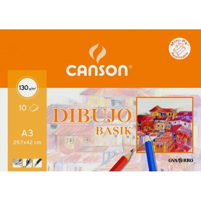 8422714031590-Canson Basik Mini-pk - Papier à dessin - A3 - 10 feuilles - blanc naturel--0