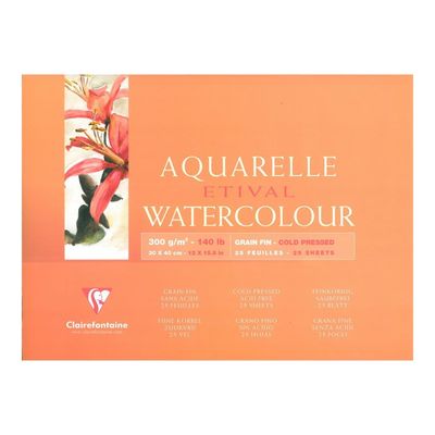 3329680964721-Clairefontaine Etival - Bloc de papier aquarelle - 25 feuilles 30 x 40 cm - 300 g/m²-Avant-0