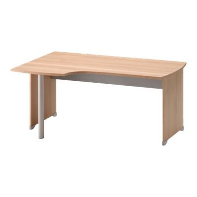 3483600784391-Bureau compact à gauche JAZZ+ - 160 cm - Pieds panneaux - Hêtre-Angle droit-0