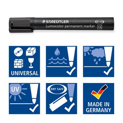 4007817321546-STAEDTLER Lumocolor 350 - Marqueur permanent - pointe biseau - noir--3