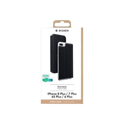 3571211347866-Bigben Connected - Protection à rabat POUR Apple iPhone 7 plus - rabat cuir noir - coque transpar-Avant-2