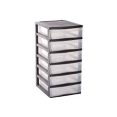 3234534166124-Fast Standard - Tour de rangement 6 tiroirs - noir/transparent-Angle gauche-0