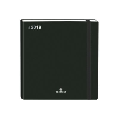 3664447205977-Flex - Agenda 1 semaine sur 2 pages - 16 x 16 cm - noir - Oberthur-Angle gauche-0