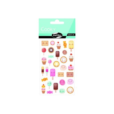 3609510900267-Maildor - 1 feuille gommettes kawai gourmand-Avant-1