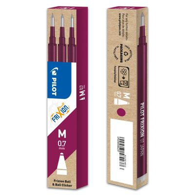 4902505584237-Pilot Frixion Ball - 3 Recharges pour rollers effaçables - 0,7 mm - bordeaux-P_400000404_2-1