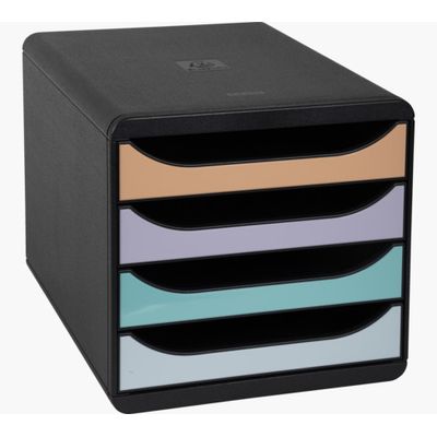 9002493424593-Exacompta BigBox - Module de classement 4 tiroirs - noir/pastel glossy--0
