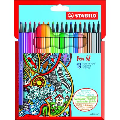 4006381483858-STABILO Pen 68 - 18 Feutres pointe moyenne - couleurs assorties--0