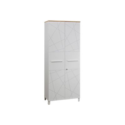 3483600216014-Armoire haute Sunday - L80 x H192 x P42 - 2 portes - façade blanc sérigraphié - SANS TOP--0