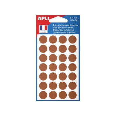 3270241022223-Apli Agipa - 168 Pastilles adhésives - marron - diamètre 15 mm - réf 102222--0