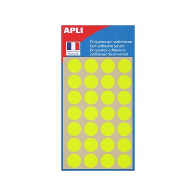 3270241118629-Apli Agipa - 140 Pastilles adhésives - jaune fluo - diamètre 15 mm - réf 111862--0