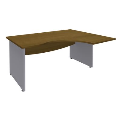 3253310268838-Bureau compact à droite DUAL - L160 cm - Pieds Alu - plateau imitation noyer (Pieds de renfort ou caisson bout de bureau obligatoire à rajou--0