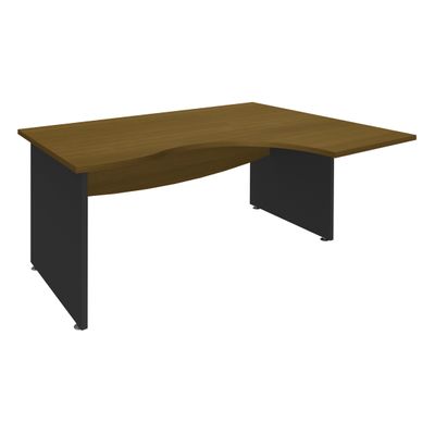 3253310267947-Bureau compact à droite DUAL - L160 cm - Pieds Anthracite - plateau imitation noyer (Pieds de renfort ou caisson bout de bureau obligatoire à rajou--0