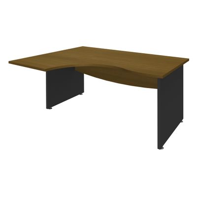 3253310294431-Bureau compact à gauche DUAL - L160 cm - Pieds Anthracite - plateau imitation noyer (Pieds de renfort ou caisson bout de bureau obligatoire à rajou--0