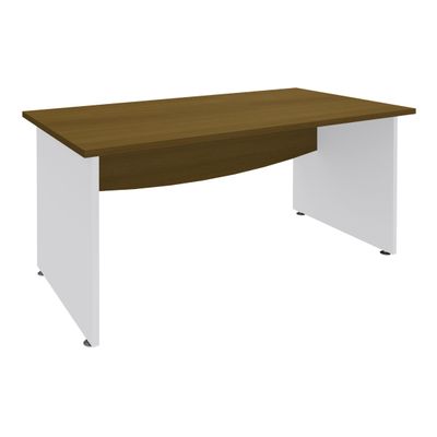 3253310263086-Bureau droit DUAL - L180 - Pieds blanc - plateau imitation noyer--0