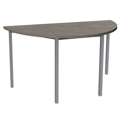 3253310199682-Table de réunion Demi-lune - 120 x 60 cm - Pieds carrés anthracite - imitation chêne gris--0