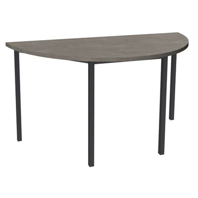 3253310203358-Table de réunion Demi-lune - 120 x 60 cm - Pieds carrés aluminium - imitation chêne gris--0