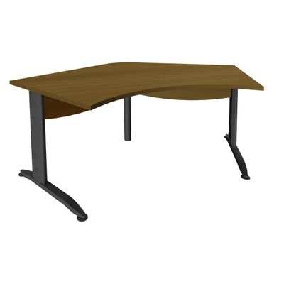 3253310491083-Bureau symétrique 120° IDRA - L185 cm - Pied anthracite - plateau imitation noyer--0