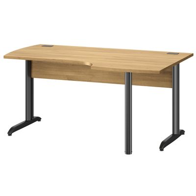 3483601225664-Bureau compact à droite JAZZ+ - 160 cm - Pieds métal - chêne du bocage--0