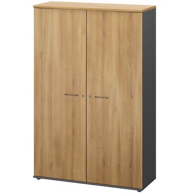 3483601225725-Armoire haute JAZZ+ - L120 x H183 x P48 - 2 portes - 4 étagères - chêne du bocage--0