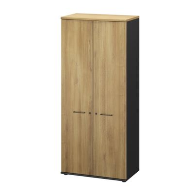 3483601225718-Armoire haute JAZZ+ - L80 x H183 x P48 - 2 portes - 4 étagères - chêne du bocage--0