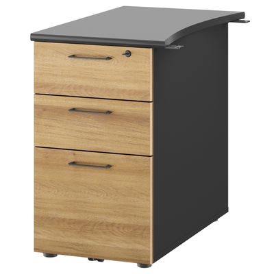 3483601225626-Caisson bout de bureau JAZZ+ - Profondeur 80 cm - 3 tiroirs - chêne du bocage--0