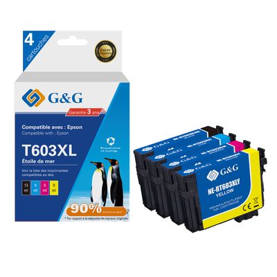 6942383150320-Cartouche compatible Epson 603XL Etoile de mer - Pack de 4 - noir, cyan, magenta, jaune - G&G--0