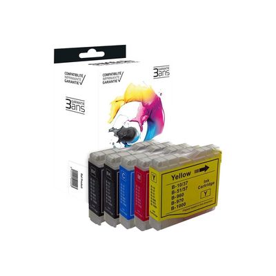 3700654296770-Cartouche compatible Brother LC1000/LC970 - pack de 4 - noir, cyan, magenta, jaune - Switc-P_405113318_1-0