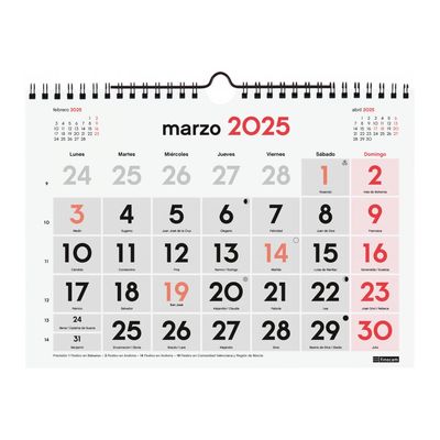 8422952380689-Finocam - Calendrier - fixation murale - 2025 - mois à afficher - L - 430 x 310 mm - dat