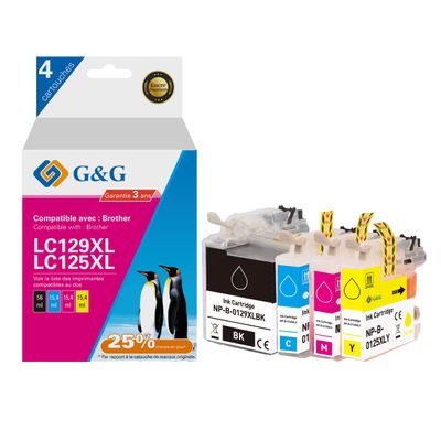 6937173407272-Cartouche compatible Brother LC125XL/LC129XL - Pack de 4 - noir, cyan, magenta, jaune - G&-P_405242937_1-0