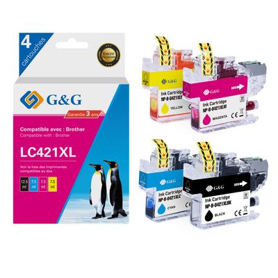 6942383144411-Cartouche compatible Brother LC421XL - Pack de 4 - noir, cyan, magenta, jaune - G&G-P_405242943_1-0