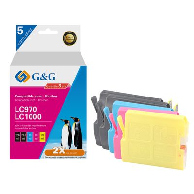 6941881289402-Cartouche compatible Brother LC970 - Pack de 4 - noir, cyan, magenta, jaune - G&G-P_405242969_1-0