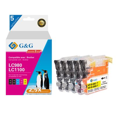 6941881289457-Cartouche compatible Brother LC1100 - Pack de 4 - noir, cyan, magenta, jaune - G&G-P_405242970_1-0