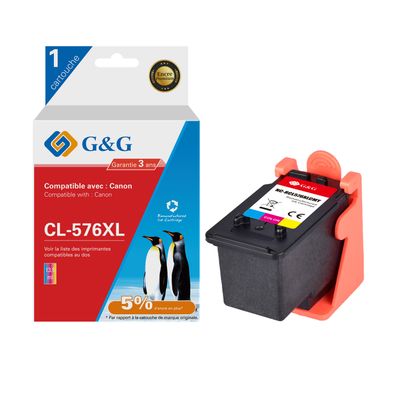 6942383148068-Cartouche compatible Canon CL-576XL - Pack de 4 - noir, cyan, magenta, jaune - G&G-P_405242988_1-0