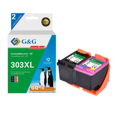 6941881289860-Cartouche compatible HP 303XL - Pack de 2 - noir, cyan, magenta, jaune - G&G-P_405243033_1-0