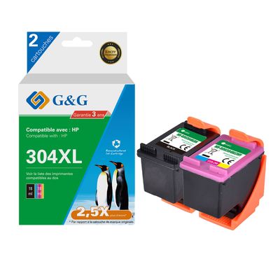 6941881289723-Cartouche compatible HP 304XL - Pack de 2 - noir, cyan, magenta, jaune - G&G-P_405243034_1-0