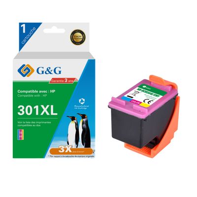 6941881289624-Cartouche compatible HP 301XL - cyan, magenta,jaune - G&G-P_405243059_1-0