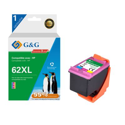 6941881289693-Cartouche compatible HP 62XL - cyan, magenta,jaune - G&G-P_405243081_1-0